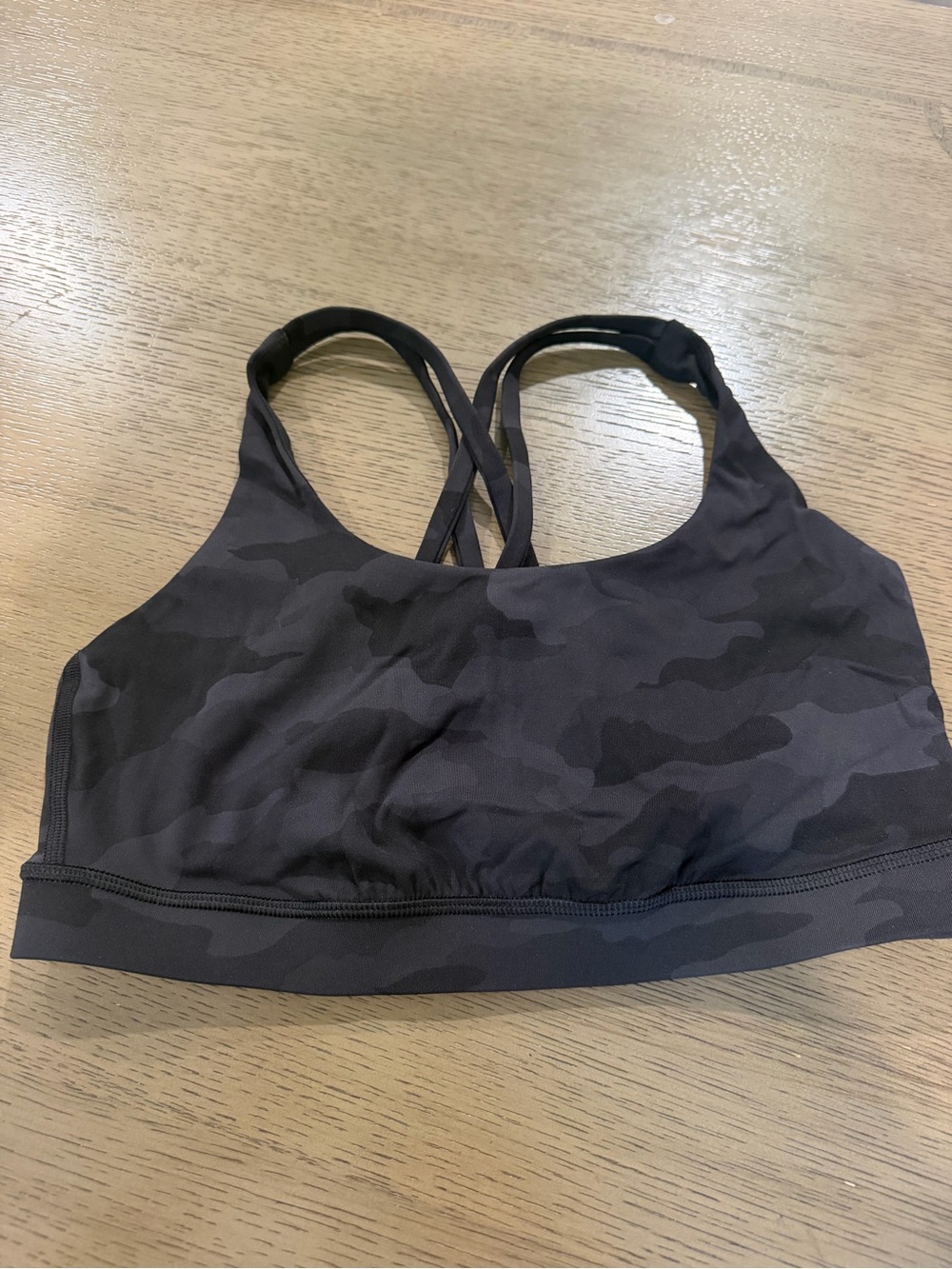 lululemon athletica Black Camo Strappy Sports Bra